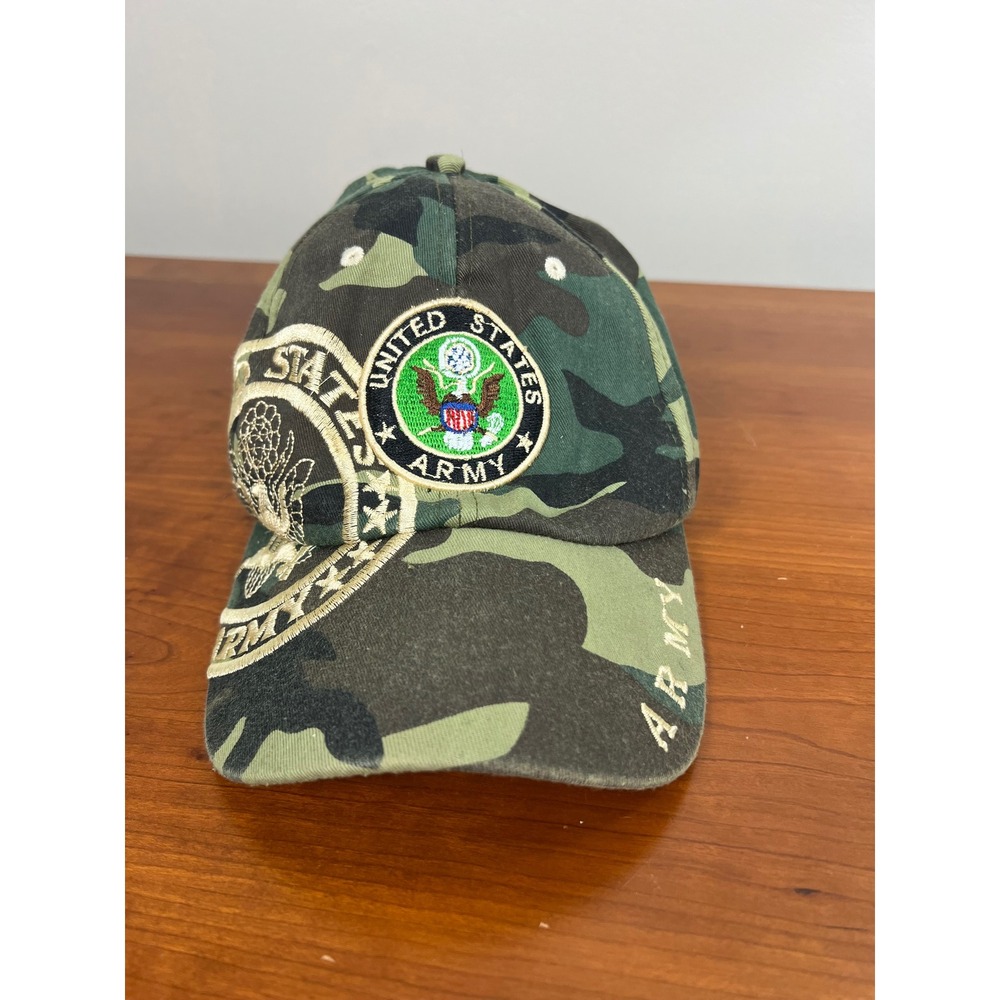 US Army Baseball Cap‎ Camo Woodland Embroidered Hat Adjustable Military Veteran